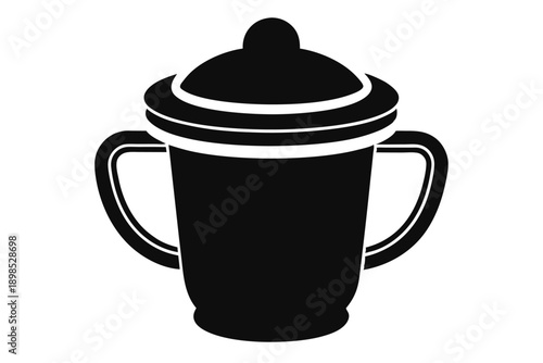 sippy cup line art silhouette vector illustration