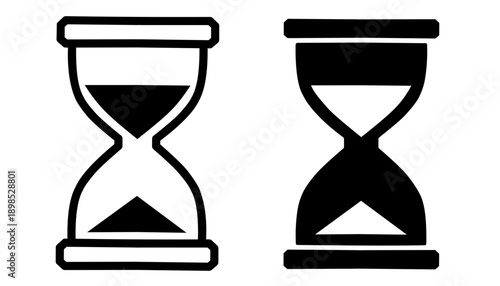 Hourglass Icon Black White Minimal Flat Design Time Concept