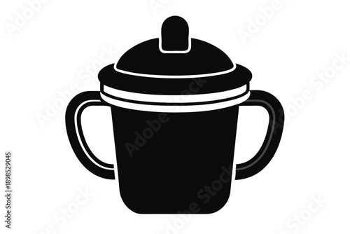 sippy cup line art silhouette vector illustration