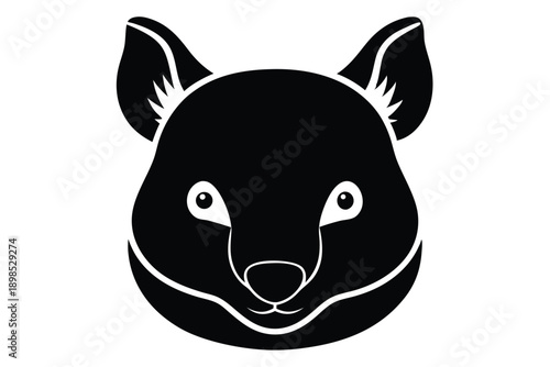 wombat head line art silhouette vector illustration