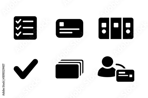 Task and ID management icons set for admin and workflow systems, vector illustration
