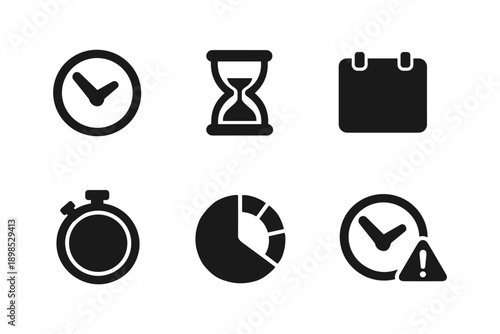 Minimal time and deadline icon pack for scheduling and productivity, vector illustration