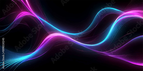 Abstract Futuristic Neon Wave with Blue and Purple Light Trails