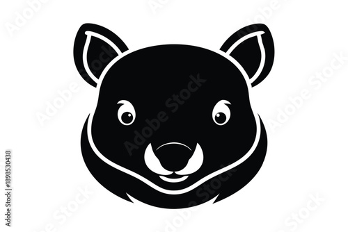 wombat head line art silhouette vector illustration