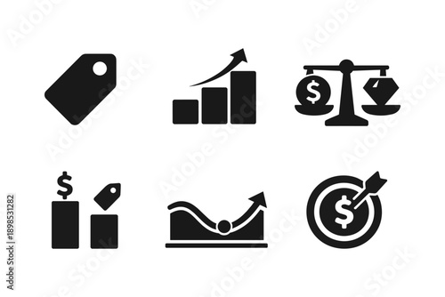 Price increase, market growth, balance comparison, revenue chart, business target