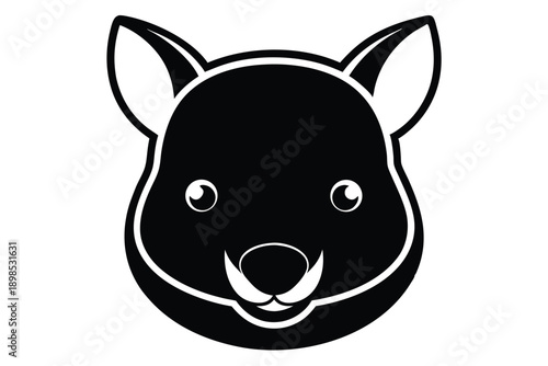 wombat head line art silhouette vector illustration