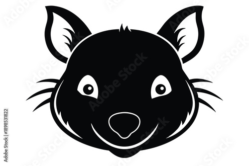 wombat head line art silhouette vector illustration