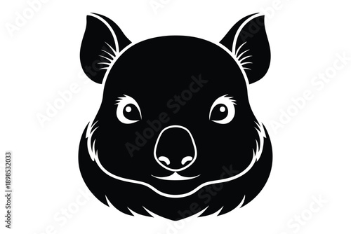 wombat head line art silhouette vector illustration