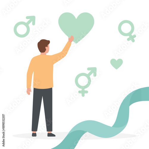 Self-Discovery and Identity with Gender Symbols and Heart Illustration