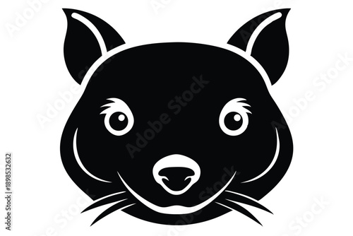 wombat head line art silhouette vector illustration