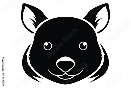 wombat head line art silhouette vector illustration