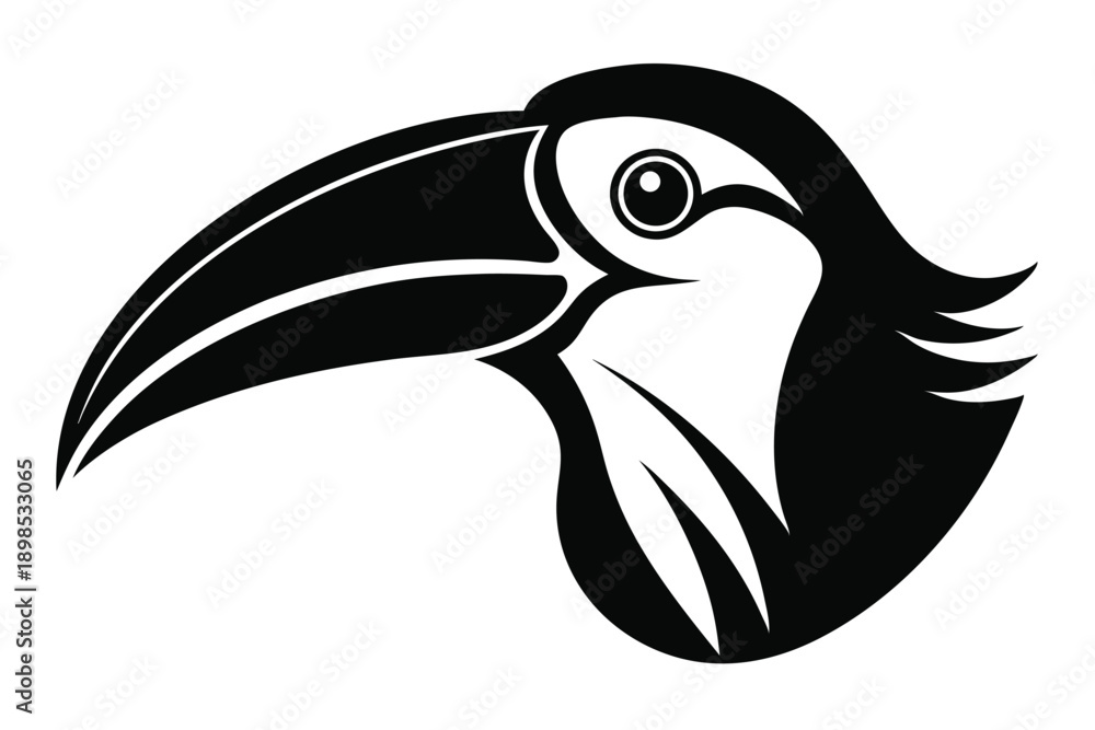 Obraz premium toucan head line art silhouette vector illustration