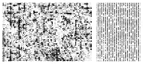Vector halftone texture composed of scattered dots and vertical, graphic design element, print, digital art background, raster simulation, typographic texture, visual noise effect.