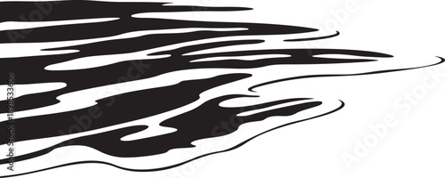 Abstract black and white water wave design element isolated