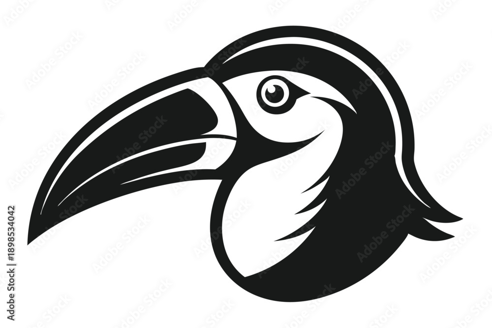 Obraz premium toucan head line art silhouette vector illustration