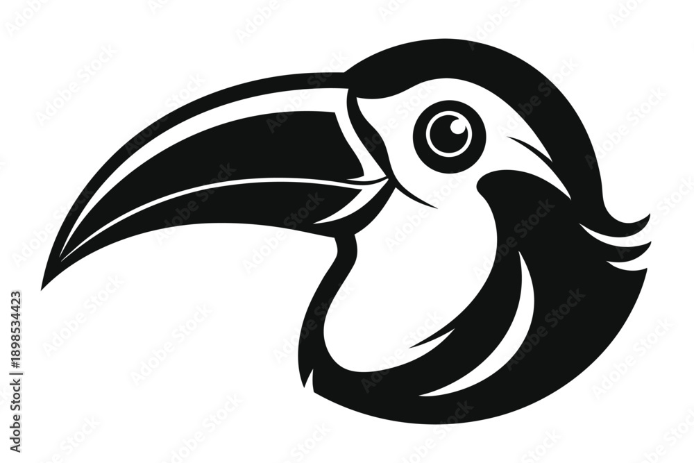 Obraz premium toucan head line art silhouette vector illustration