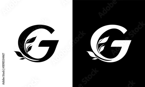 Letter g leaf eco icon symbol