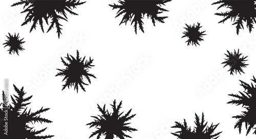 Black spiky shapes on white background abstract design elements