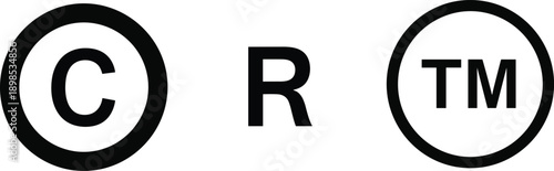 Copyright Registered Trademark and Copyright Symbols on White Background untitled vector