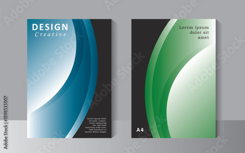 Cover design template with blue and green colour, A4 size template can use for cover design, Annual report, brochure, company Profile Cover, Booklet and Catalog Cover. Vector eps 10