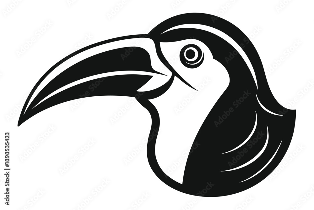 Obraz premium toucan head line art silhouette vector illustration