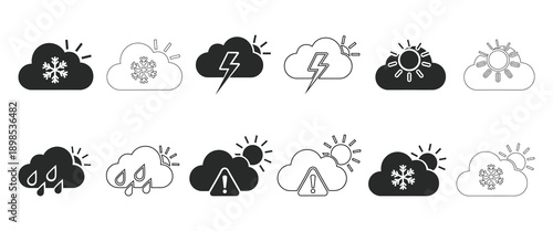 Set of modern weather icons for digital use