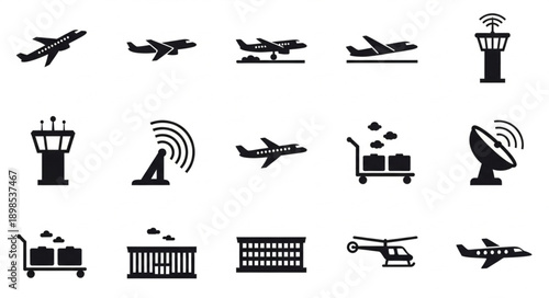 Collection of Airport and Aviation Icons.