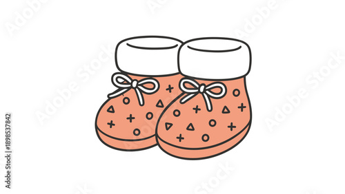 A pair of adorable baby booties with colorful designs and ribbed cuffs