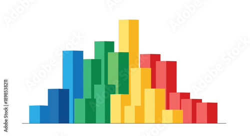 Colorful Bar Chart Data Visualization Abstract. Dynamic 3D Graphic for Statistics, Analytics, Finance, and Business Reporting.