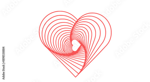 Abstract red heart shape formed by swirling lines, symbolizing love and connection