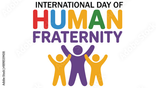 International day of human fraternity illustration with diverse people celebrating unity peace harmony and brotherhood global awareness concept