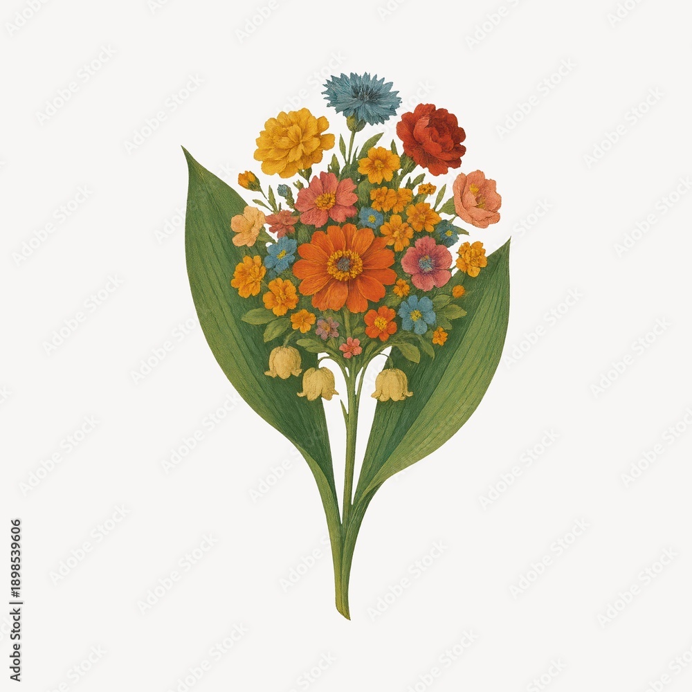 Obraz premium Vibrant floral bouquet illustration