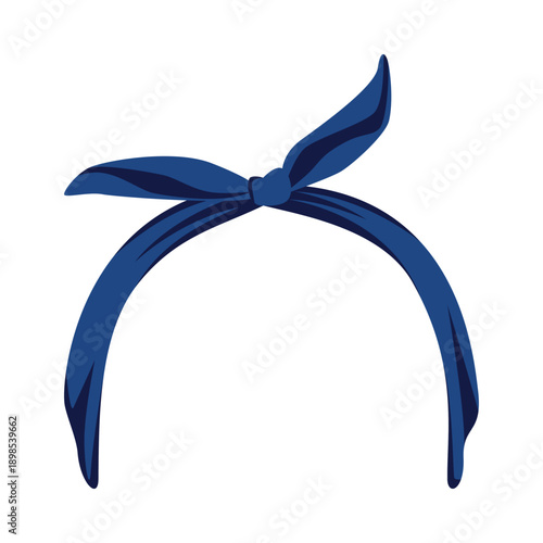 Fashionable blue headband with knot design isolated on white for accessories and style vector illustration