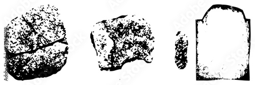 Weathered stone relics, archaeological fragments, ancient ruins, historical relics, textured stone, archaeological finds, prehistoric artifacts.