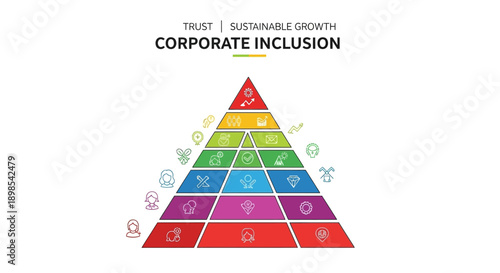 Corporate Inclusion Pyramid Diagram: DEI Model for Trust, Sustainable Growth, and Business Strategy