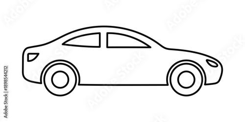 Simple Car Vector Icon – Minimal Car Outline Illustration
