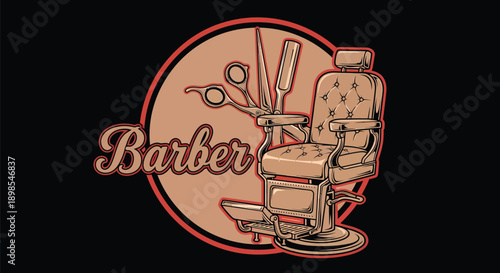 Barber Chair with Tools and Equipment.