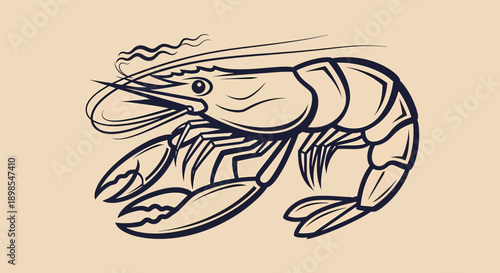 Black and White Lobster Illustration.