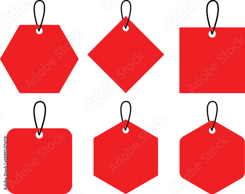 Set of red ribbon isolated on Transparent Background. Discount labels, price tag abs sale labels.
