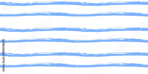 Baby shower blue wave lines seamless pattern. White repeat background with sea waves streaks for aop bg. Summer horizontal stripes for fabric surface design. Vector endless naive pattern.