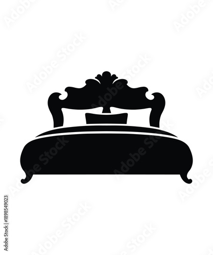 Royal Luxury Bed Icon Isolated on White Background.
