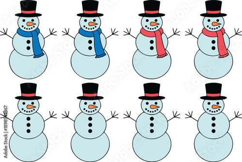 Cute Snowman Clipart Bundle  Winter & Christmas Holiday Illustrations