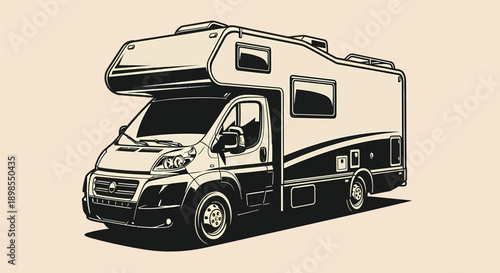 Motorhome Vehicle Illustration with Open Door.