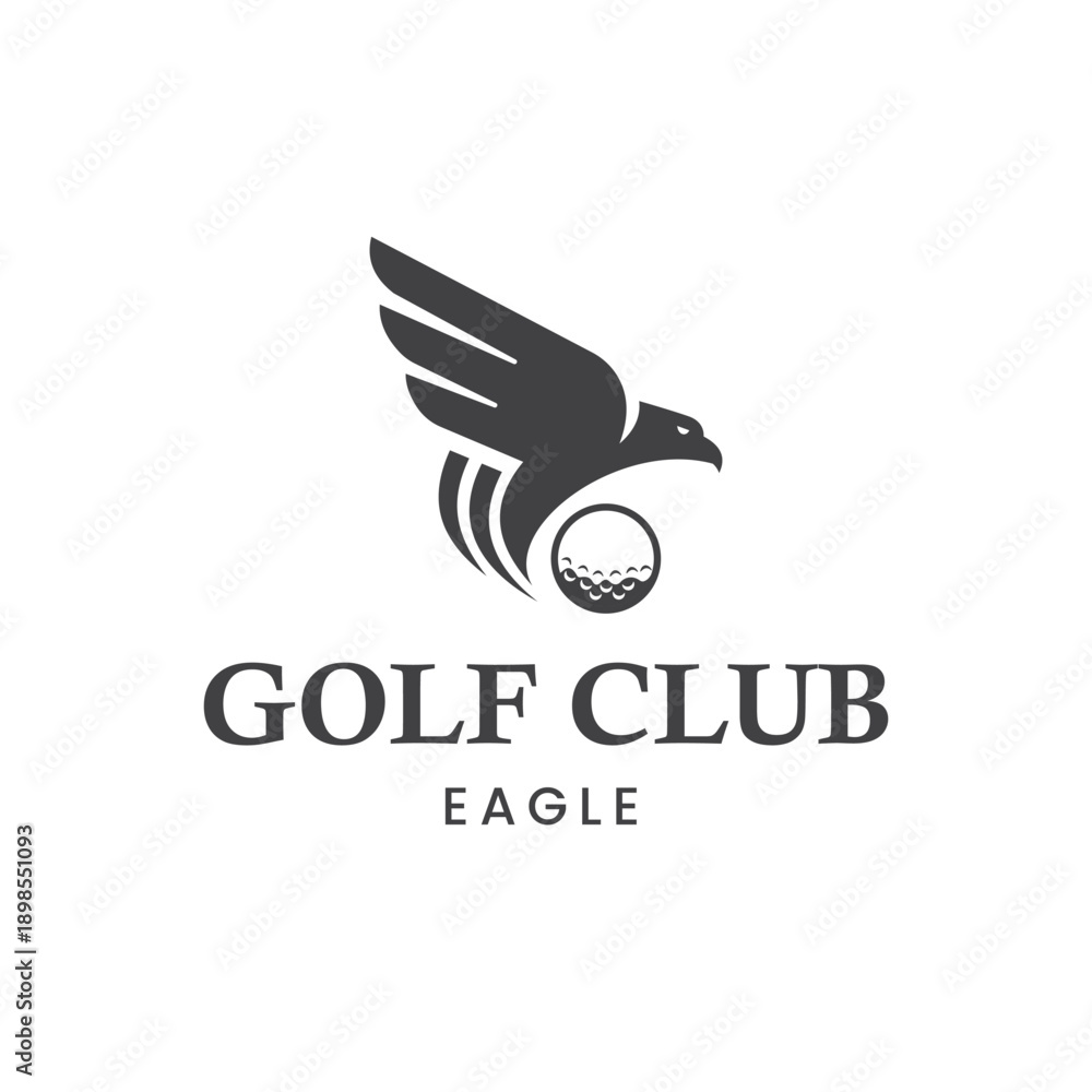 Obraz premium Dynamic Eagle Golf Club Logo Eagle Diving Towards Ball