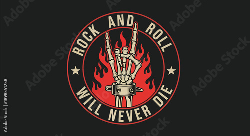 Rock and Roll Logo with Guitar Fingers.