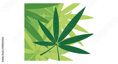 Vibrant green cannabis leaf graphic in modern design
