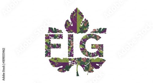 Vibrant fig leaf design with colorful purple and green hues