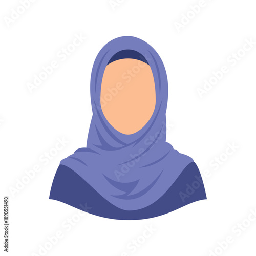 Muslim faceless woman wearing hijab vector illustration on white background