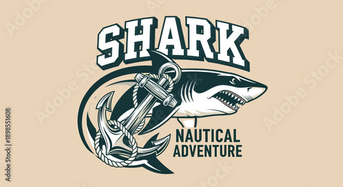 Shark Nautical Adventure Logo Design.