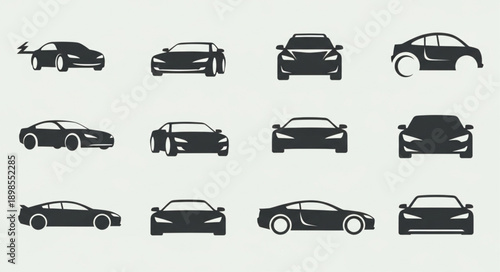 Collection of black car silhouettes on a light gray background.